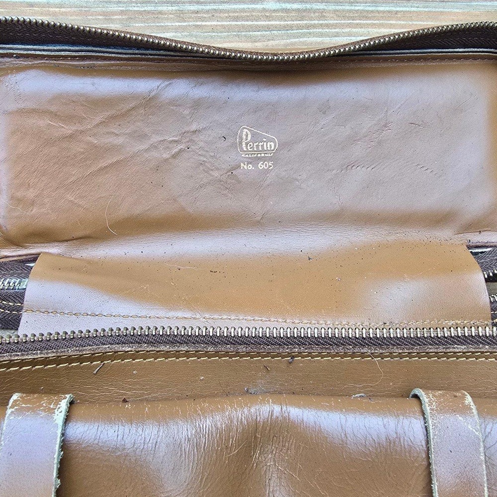 Vintage Perrin California Leather Camera Bag Brown Cowhide No. 605 - Mid Century - Picture 6 of 7